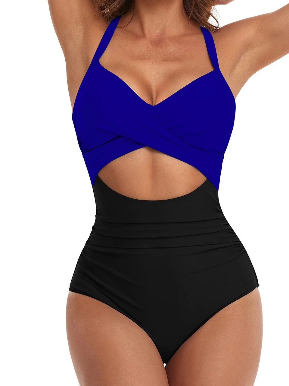 2026 Plain Ruched Swimsuit Women One Piece Solid Swimwear Female Beachwear Bathers Bathing Swimming Swim Bodysuit Summer