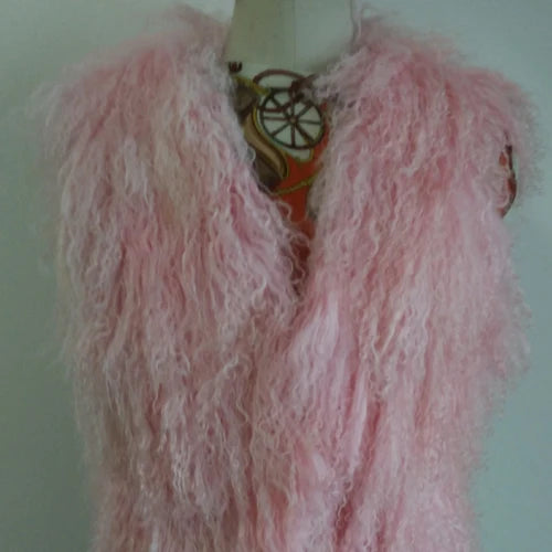 11 Colors Luxury Thick Warm Mongolia Sheep Fur Vest Women New Winter Hot V-neck Sexy Wool Fur Coat