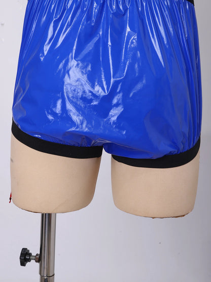 Men Women Waterproof Glossy Bodysuit Leak-proof Washable Diaper Cover Elderly Bedridden Special Needs Adaptive Jumpsuit Swimwear