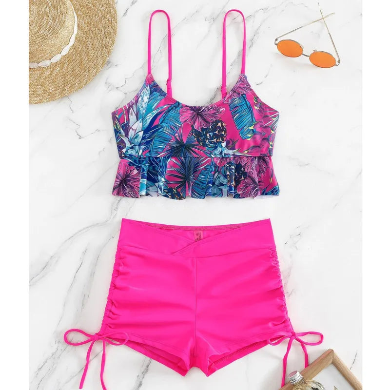 Summer Sexy Pink Swimsuits Tankini Set Female Two-piece Swimwear Beach Swim Wear Bathing Suits Pool Women's Swimming Suit 2026