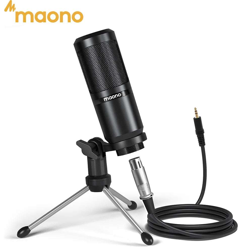 MAONO PM360TR Condenser Microphone Podcast Microphone 3.5mm Mic for Computer, Laptop, Phone, Sound Card, YouTube, Gaming, Record