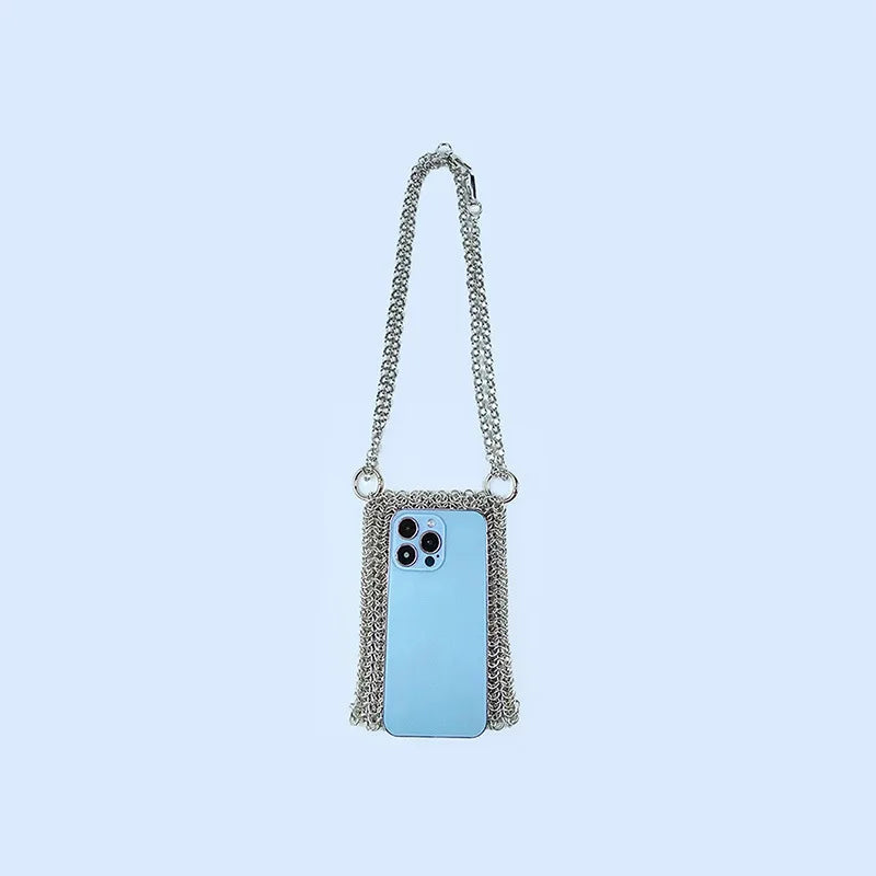Metallic Hauberk Shoulder Bag Woven Ring Tote Chain Mail Designer Purses and Handbags Handmade Hollow Crossbody Bags for Women