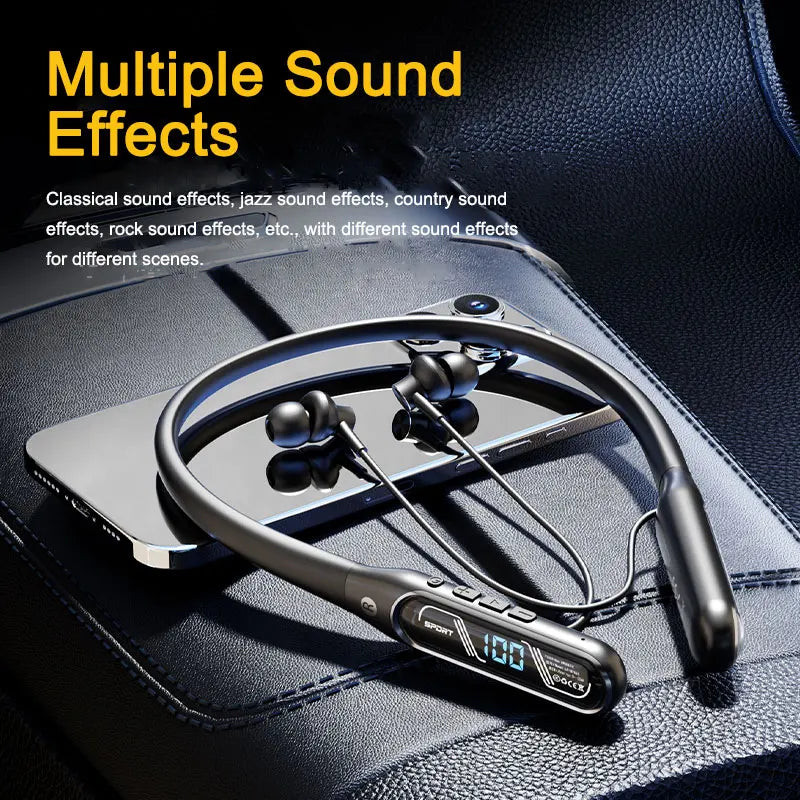 EARDECO Dual Screen Neckband Earphones Bass 5.4 Bluetooth Headphone Sport Wireless Headphones Outdoor Waterproof Dustproof