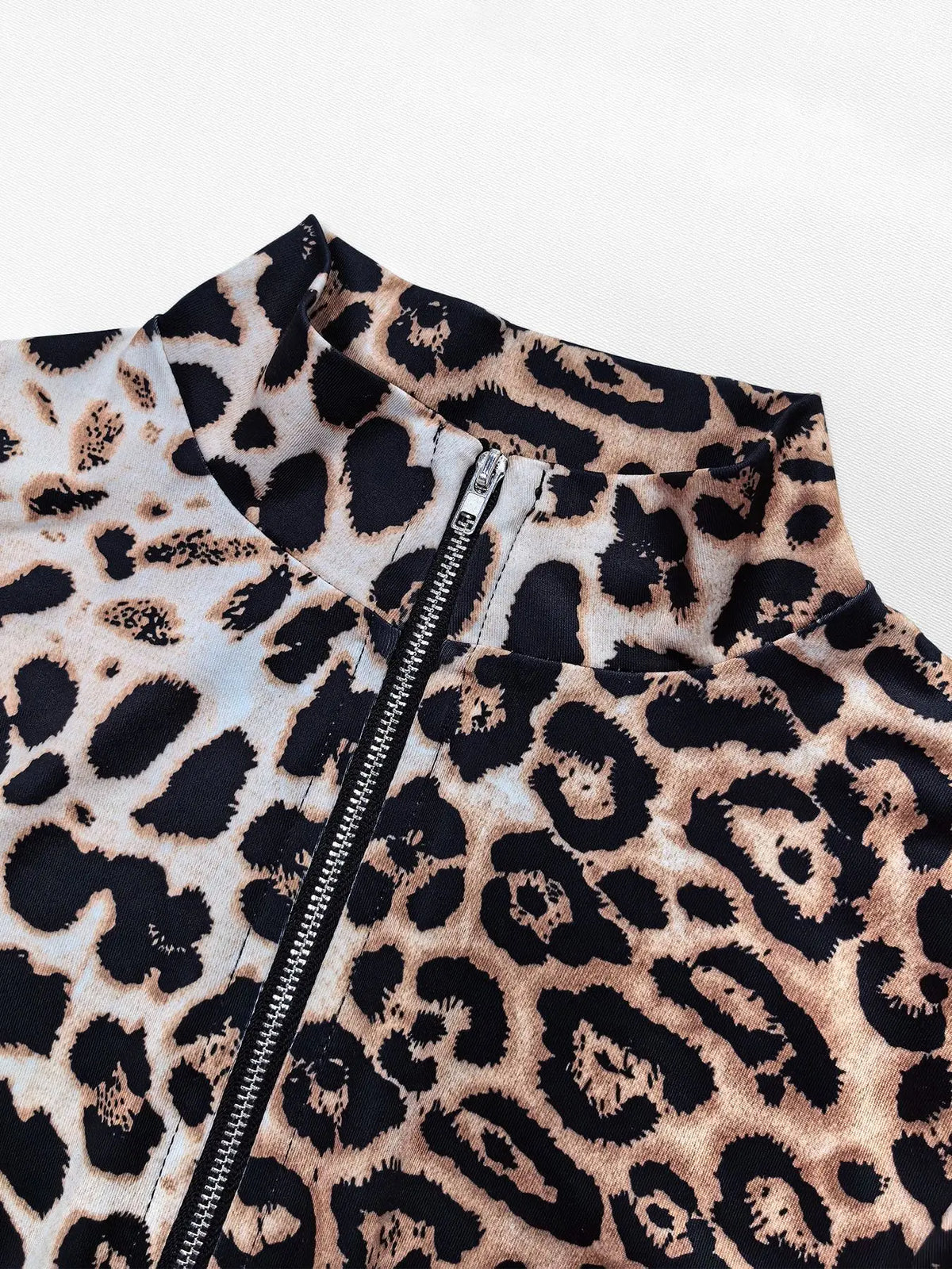 Summer 2026 Sexy Leopard Jumpsuit Women Stand Collar Deep Zipper Slim Full Length Pants Trousers Rompers Jumpsuits 63947