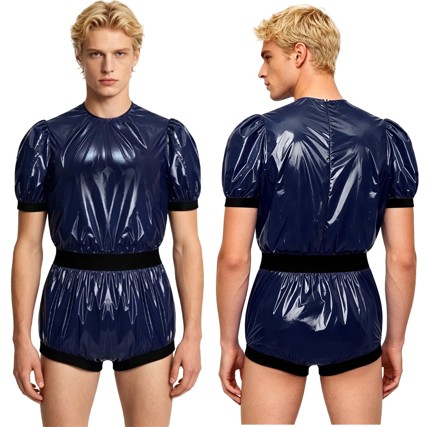 Men Women Waterproof Glossy Bodysuit Leak-proof Washable Diaper Cover Elderly Bedridden Special Needs Adaptive Jumpsuit Swimwear