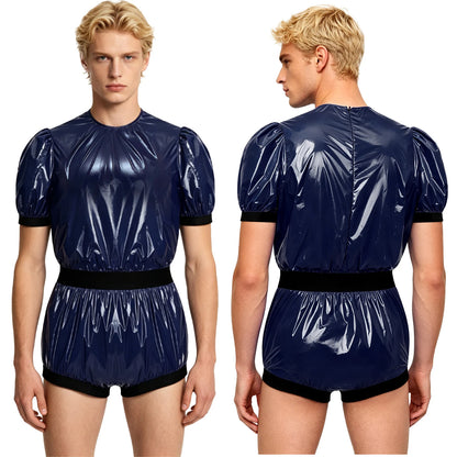 Men Women Waterproof Glossy Bodysuit Leak-proof Washable Diaper Cover Elderly Bedridden Special Needs Adaptive Jumpsuit Swimwear