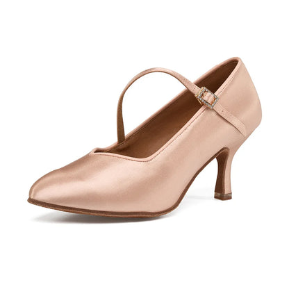 UK Latin Dance Shoes Women's Mid Heel Flexible Sole Ballroom Practice Shoes for Waltz Tango