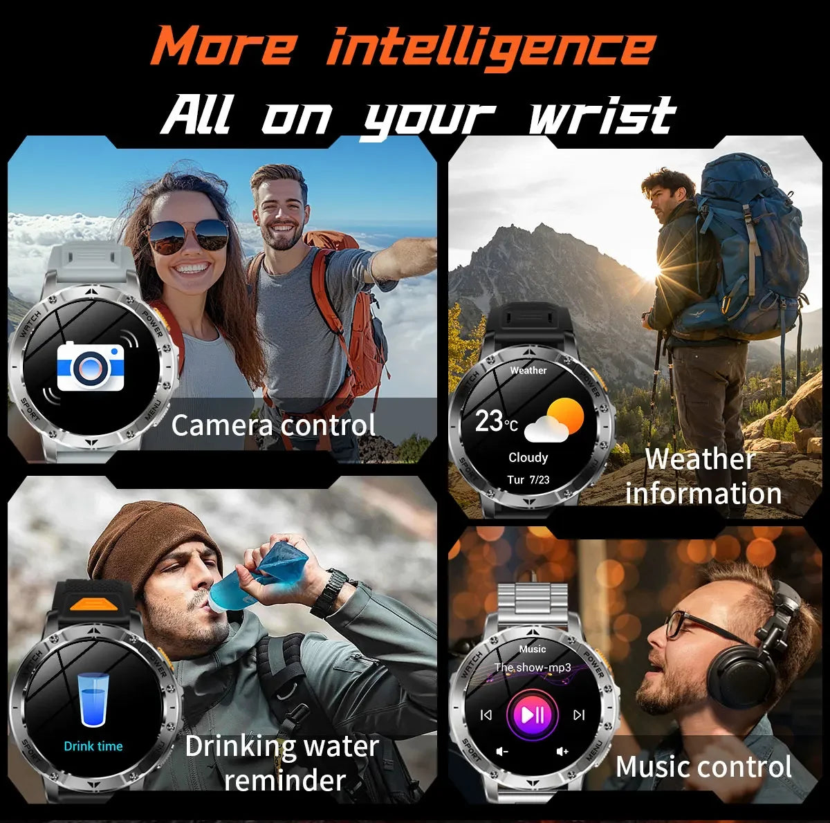 TANK Ultra Outdoor Smartwatch 1400mAh Battery Military Watches Waterproof Two-color Tactical LED Flashlight Men Sports Bracelet