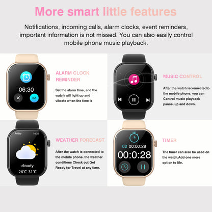 Unisex Multifunctional Smart Watch - 2.01" HD Screen, Wireless Call, Camera Control, Music Adjustment, Sports Functions, Custom