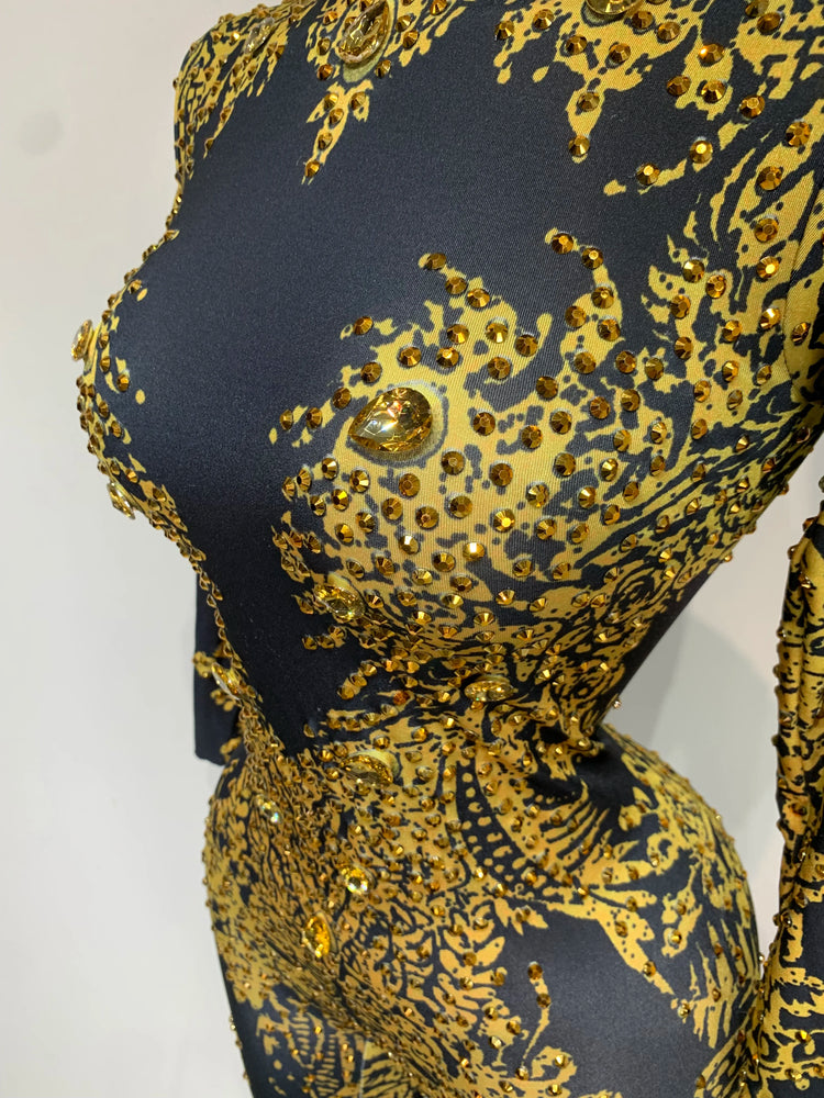 Sparkly Rhinestones Jumpsuit Fashion Sexy Stretch Dance Costume Nightclub Bodysuit Birthday Outfit Evening Party Leggings