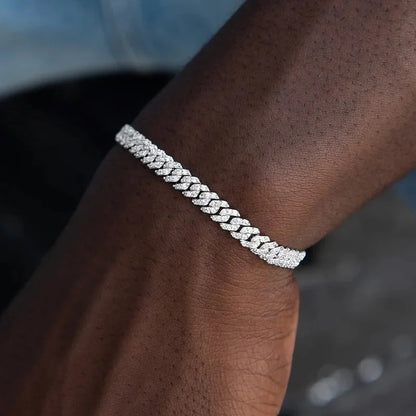 B&C 6MM VVS1 Moissanite Iced Out Bracelet Hip Hop Jewelry Silver Plated Brass Cuban Link Chain Bracelet for Female Wholesale