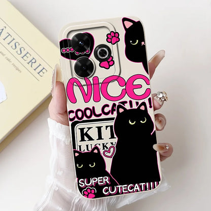 Casing For Redmi 13 Case 13 5G Cute Cat Fashion Luxury Flowers Silicone Shockproof Back Cover For Redmi 13 5G Phone Case Bumper