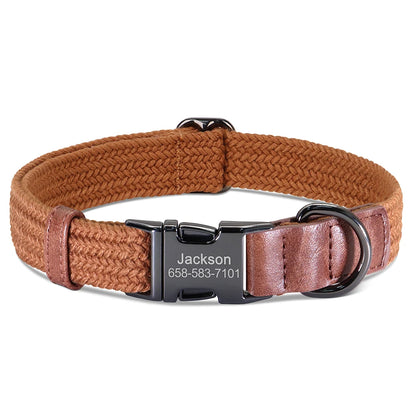 Custom Dog Collar Dog Durable Nylon Dog Collars Free Engraved Pet Name Buckle Necklace Adjustable for Small Medium Large Dogs