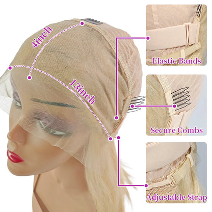 12 14 16 Inch 200 Density Straight Lace Front Human Hair wig Short Transparent 13x4 Bob Lace Frontal Wigs 613 Honey Blonde Remy