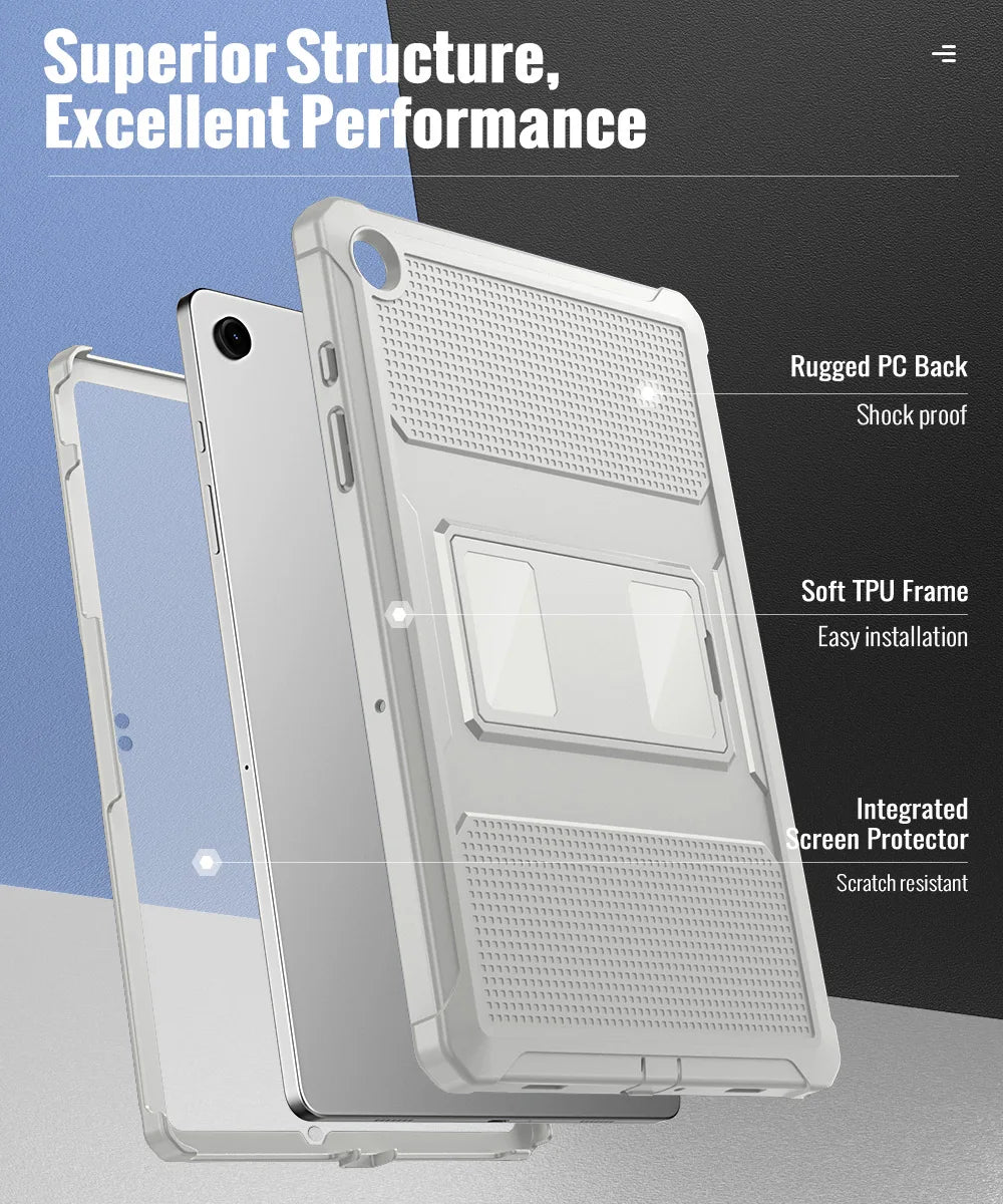 MoKo Case For Galaxy Tab A11 Plus 2025/Tab A9+ 11" 2023,Shockproof Full Body Rugged Stand Back Cover Built-in Screen Protector
