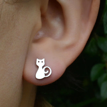 Minimalist Stainless Steel Earings Mini Heart Star Geometric Stud Earrings For Women Cute Cat Dog Flower Leaf Earrings Jewelry