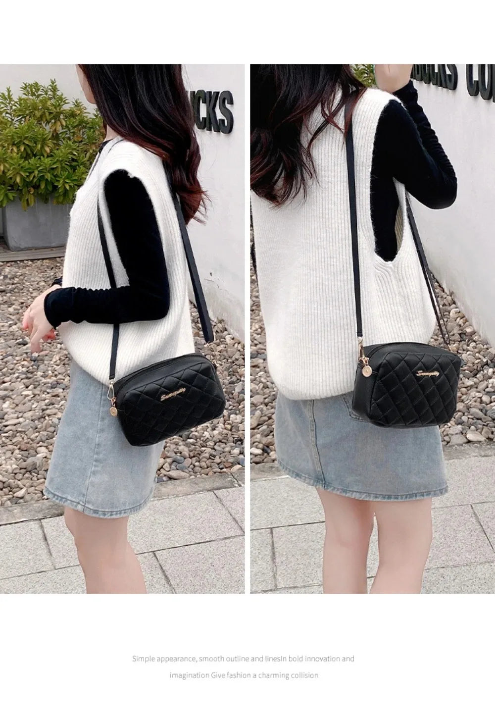 2025 New Small Messenger Bag For Women Trend Lingge Embroidery Camera Female Shoulder Bag Fashion Chain Ladies Crossbody Bags
