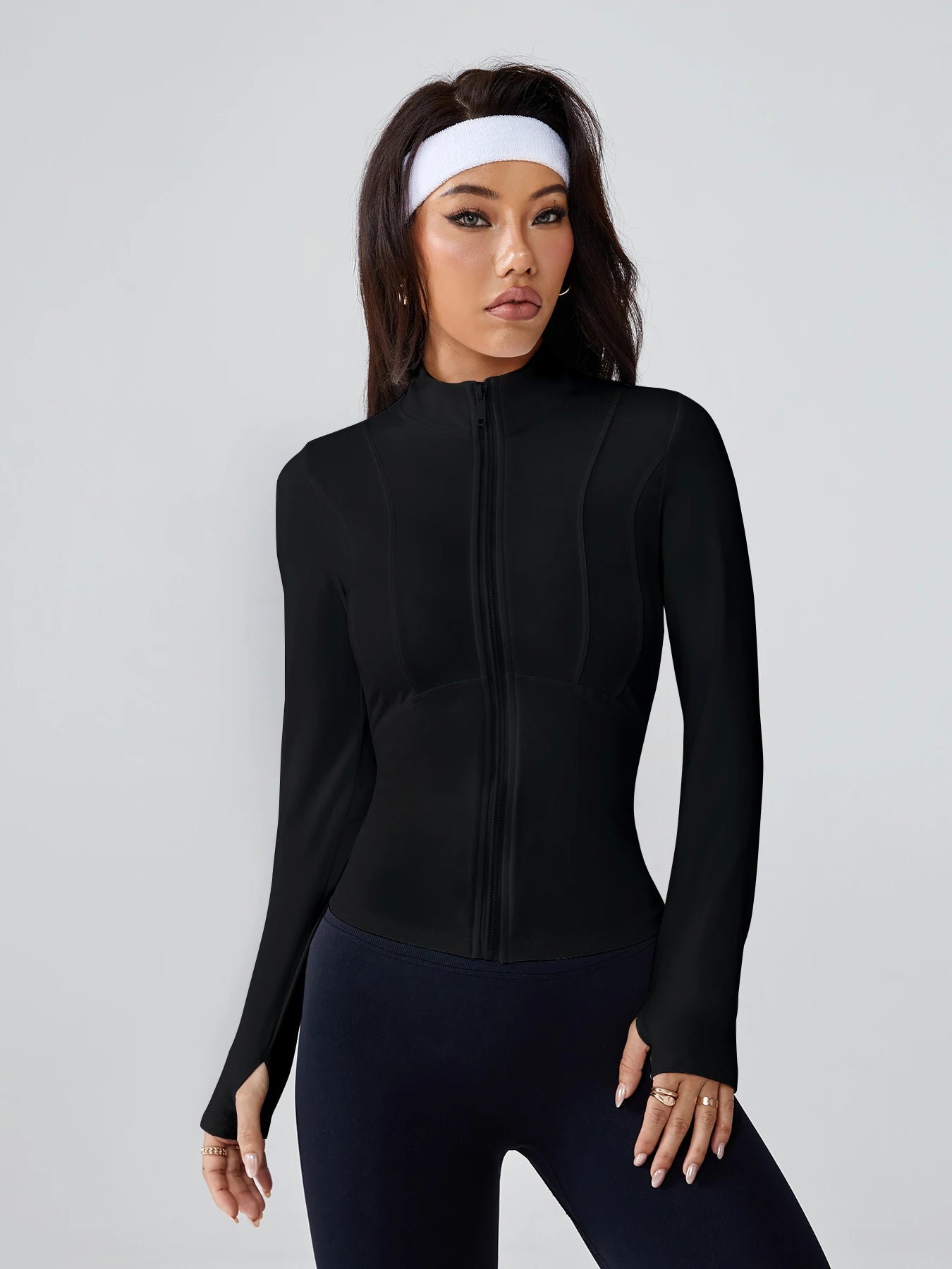 Women's Long-Sleeve Fitted Athletic Jacket for Spring & Fall - Ideal for Running, Gym Workouts & Yoga