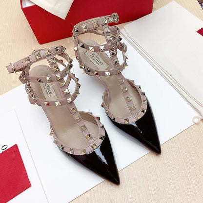 Women's sandals luxury Woman shoes Gladiator Summer 2026 New Rivet High-heeled Three Straps Ankle Fashion Designer Ladies Shoes