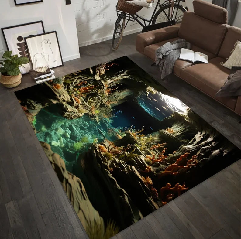 3D Underwater Rug Huge Crack Carpet Huge Crack Rug 3D Looking Carpet Looking Rug Optical Illusion Carpet Optical Illusion Rugs