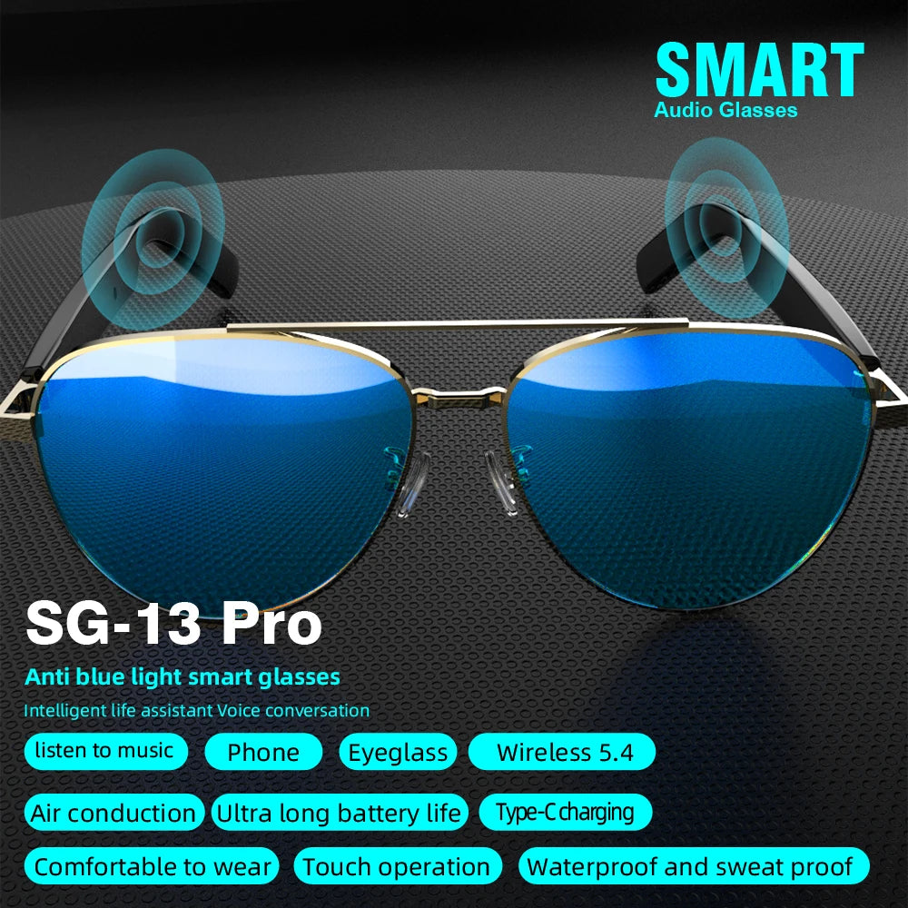 Smart Wireless Bluetooth Glasses Fashion Anti-Blue Light Glasses Multi-functional Music Playback Phone Answering Touch Operation