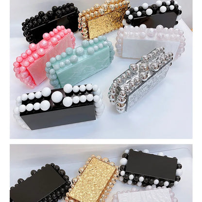 Luxury Design Shoulder Crossbody Bag Fashion New Evening Clutch Bag Ladies Handbag Acrylic Transparent Small Square Bag Female