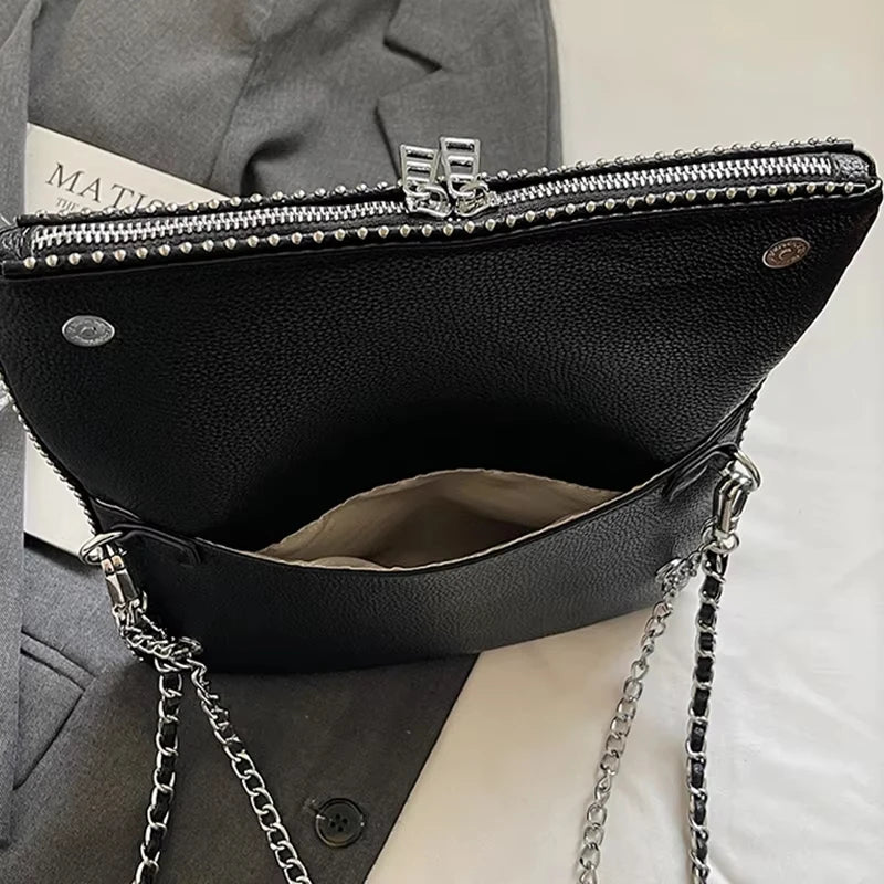 Fashionable Retro Ladies Chain-Shoulder Square Bag Luxury Textured Crossbody Shoulder Bag Women Handbags and Purses Underarm Bag