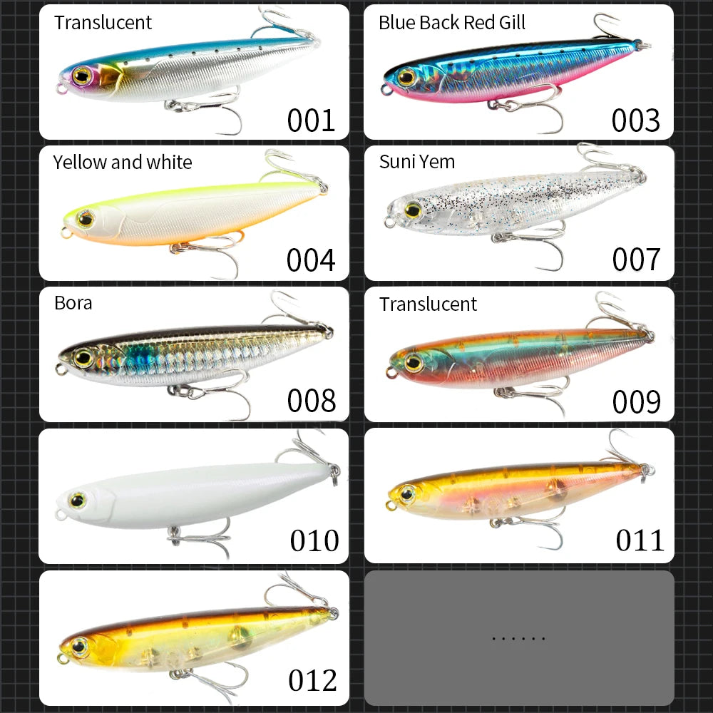 Hunthouse Top Water Pencil Fishing Lure Walk The Dog 60mm 6.4g Artificial Baits Stickbait Fishing Tackle For Pike Bass LW536