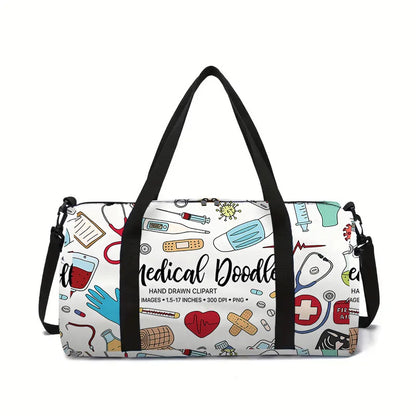 Classic Popular medical care Haircut tools 3D Printed Travel Bags Barrel Shape Crossbody Bag Outdoor Sports Bags Gym Yoga Bag
