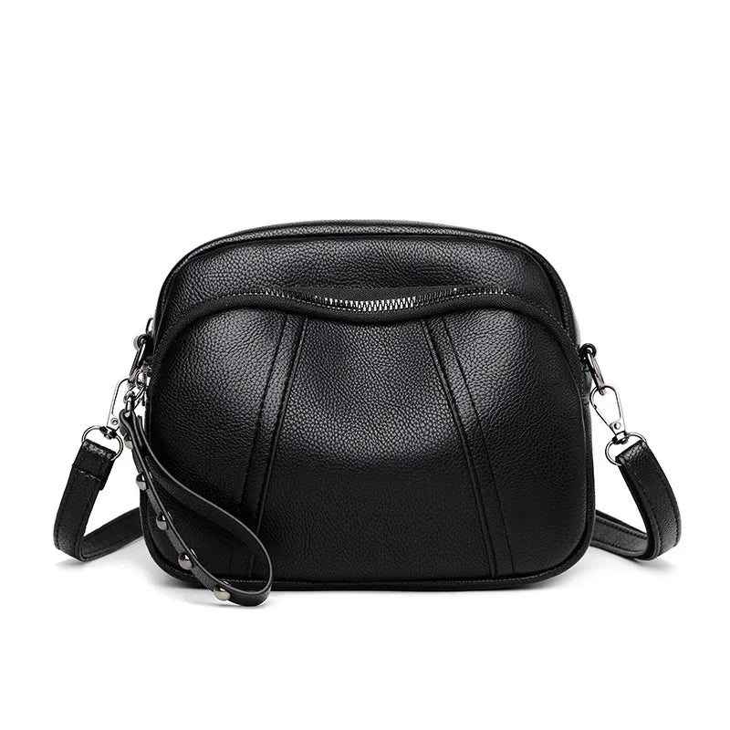 Fashion Soft Leather Crossbody Bags for Women 2026 Casual Female Multi Pocket Messenger Bags Retro Handbags Ladies Shoulder Bags