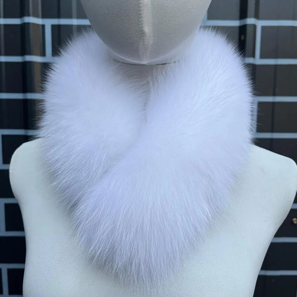 Luxury Winter Neck Warmer Fox Fur Scarf Thickened Natural Fur Collar Scarf  Fluffy Fur Shawl Magnetic Buckle Real Fur Scarves