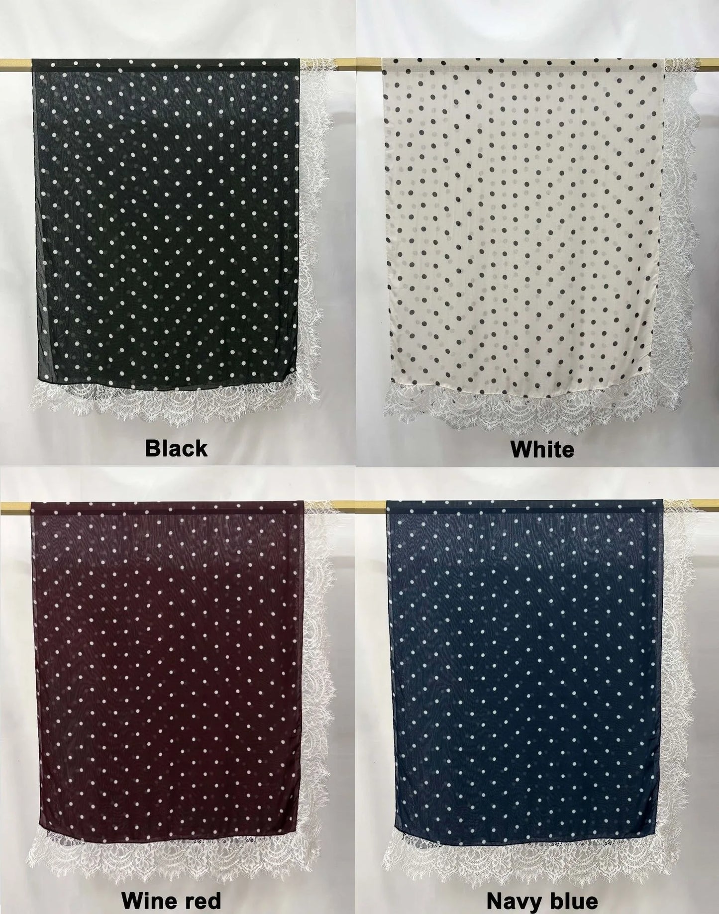 New Lace Modal Hijab Double Sided Polka Dot Print Hijabs for Women Muslim Fashion Turban Head Scarf Headwraps for Women Ramadan