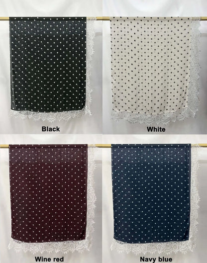 New Lace Modal Hijab Double Sided Polka Dot Print Hijabs for Women Muslim Fashion Turban Head Scarf Headwraps for Women Ramadan