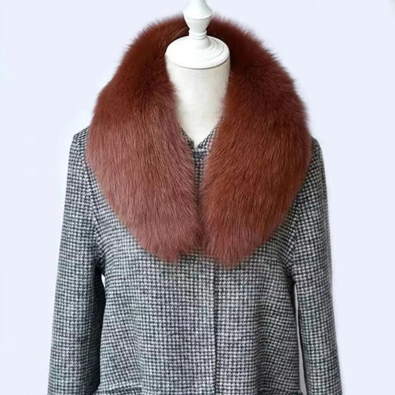 Winter Real Fox Fur Collar Woman Furry Natural Raccoon Fur Scarf Shawls Luxury Neck Warmer Wraps For Coat Fur Scarves Large Size