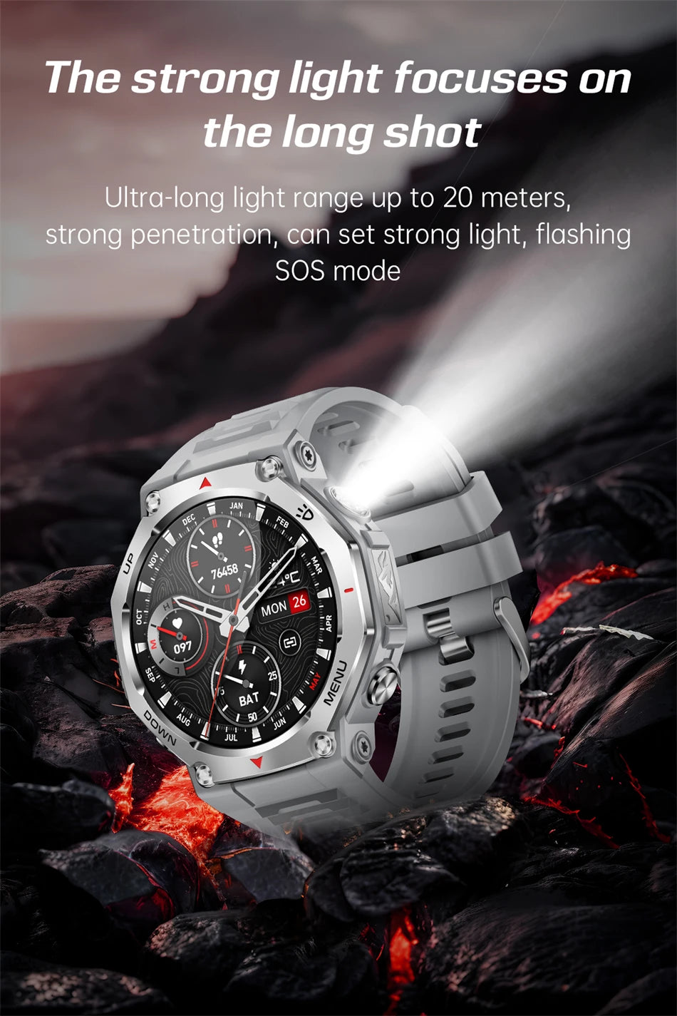 2026 New Military Active Edge Smart Watch Men 10ATM Waterproof GPS Motion Track 100+Sport Modes Heart Rate HD BT Call Smartwatch