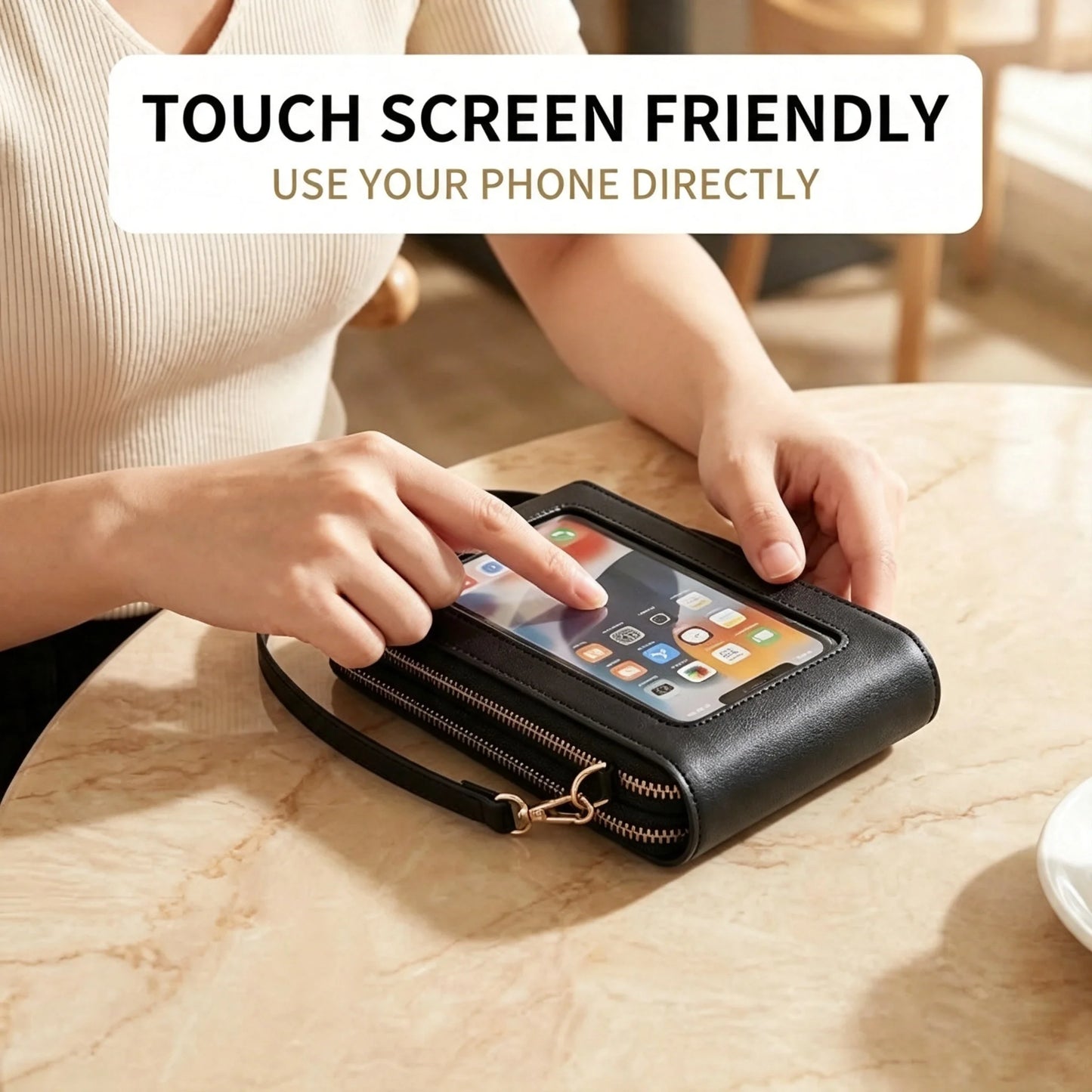 The Women Bag Touch Screen Cell Phone Purse Soft Leather Shoulder Bag Female Handbags Cheap Small Wallet Crossbody Bags