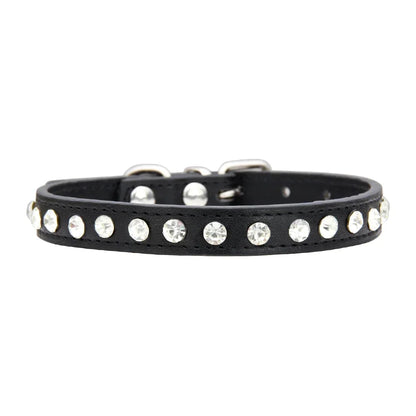 Personalized Rhinestones Dog Collar 16 Colors PU Leather for Small Dog Puppy Chihuahua Pink Pet Strap Necklace Pet Accessories