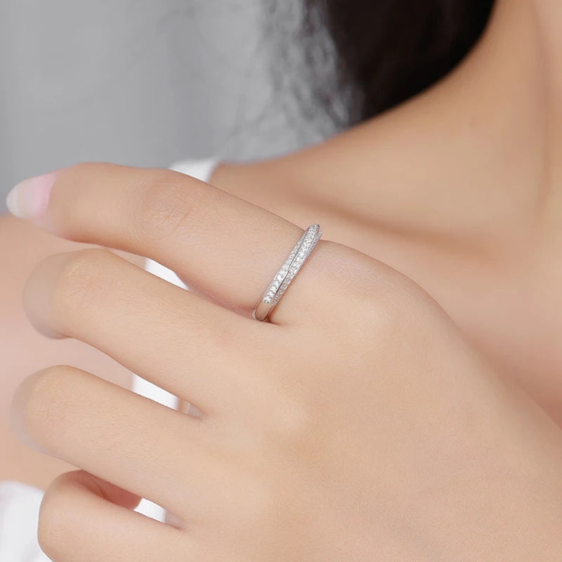 Moissanite Ring 100% Pass Diamond Tester Pen Matching Wedding Diamond Band for Women 925 Sterling Silver Female Single Tail Ring