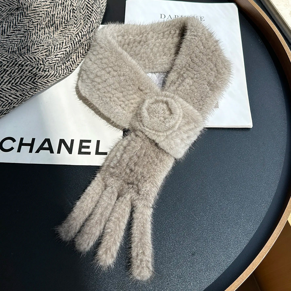 Real Mink Fur Warm Scarf For Women Cross Double-sided Style Knitted Design New Fashion Elegant Mink Fur Accessories Scarves