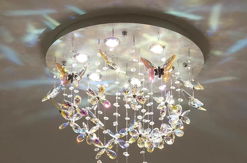 Vintage Crystal Ceiling Pendant Shining Creative LED Hanging Lamp Living Room Restaurant Chandelier Mood Light Indoor Lights