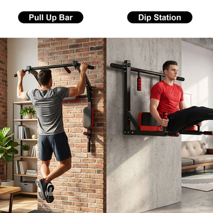 Wall Mounted Pull Up Bar Wall-Mounted Pull-Up Bar Dip Station Multifunctional for Home Gym Indoor Workout Supports to 551LBS