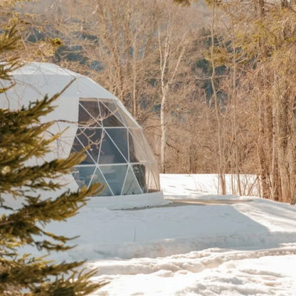 PVC Geodesic Dome Tent, Waterproof Windproof Snow Resistant Luxury Glamping Tent for Resort Hotel Outdoor Party Event Shelter