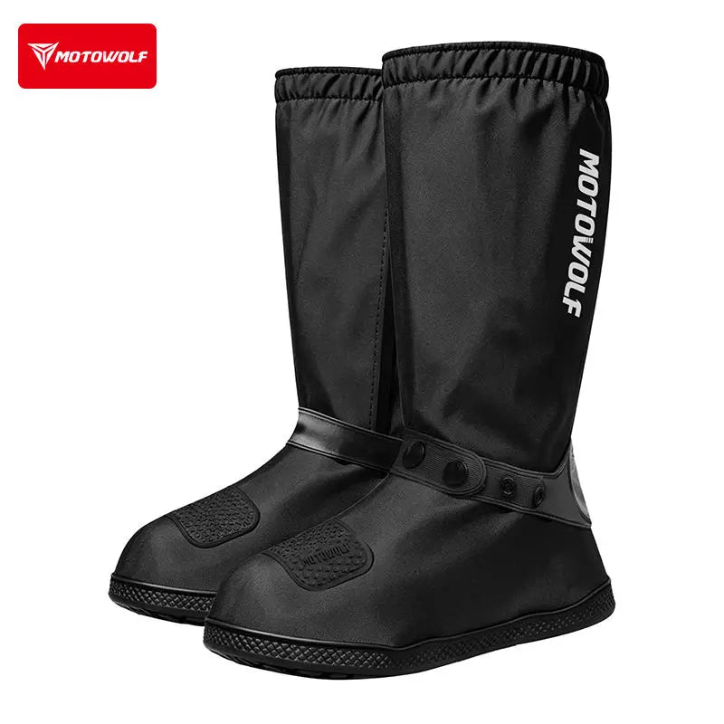 Motorcycle High Rain Boots Waterproof Reflective Snowy Non-Slip Footwear Motorbike Cycling Bike Reusable Rainproof Shoes Cover