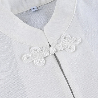 Linad Summer Chinese Style White Single Breasted Vest Woman Vintage Slim Stand Collar Tops 2026 Street Chic Sleeveless Tank Top