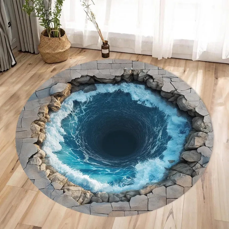 3D Vortex Rug Illusion Rug Optical Illusion Round Carpet Popular Rug Home Decor Living Room Rugs Cool Mat Housewarming Gift