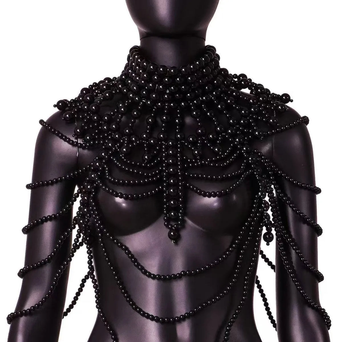 New European and American style exaggerated retro heavy industry hand-beaded multi-layer pearl sexy body chain