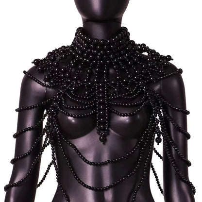 New European and American style exaggerated retro heavy industry hand-beaded multi-layer pearl sexy body chain