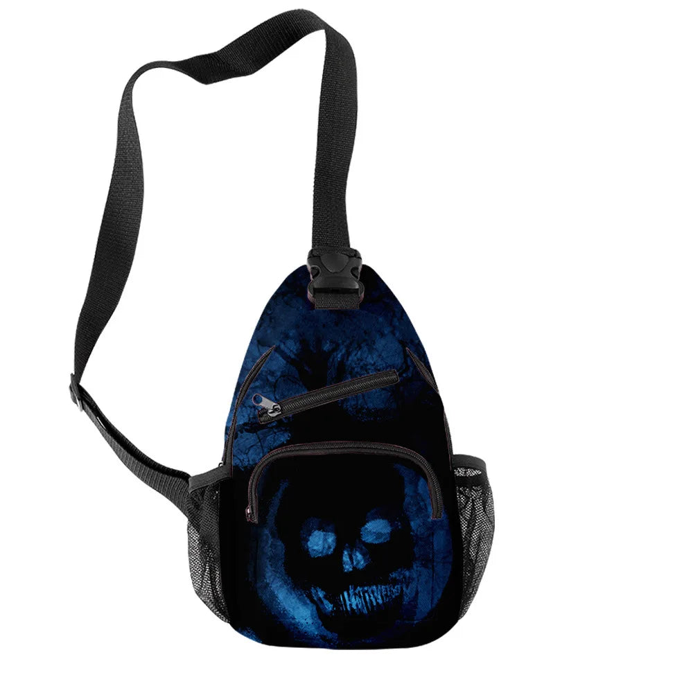 Fashion Youthful Halloween Skeleton Boys/Girls 3D Printed Chest Bags Oxford Waterproof Sports Crossbody Travel Bag Shoulder Bags