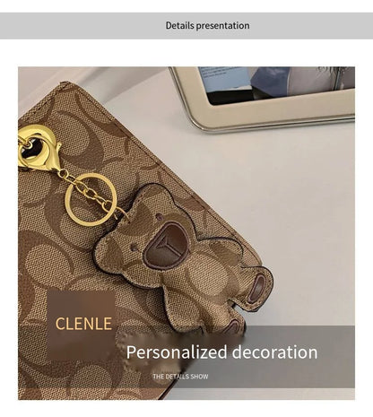 Luxury Women Bag 2026 New Vintage Classic Monogram Handbag Fashion Designer Ladies Tote Crossbody Bag with Bear Charm
