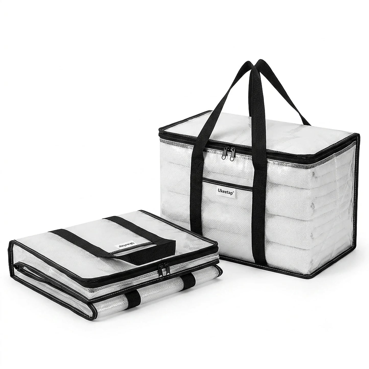 Zoyiancy 8 Pack 24 Gallon Clear Extra Large Moving Bags with Lids, Heavy Duty Clothes Storage Totes with Reinforced Handles for Home Storage Organization